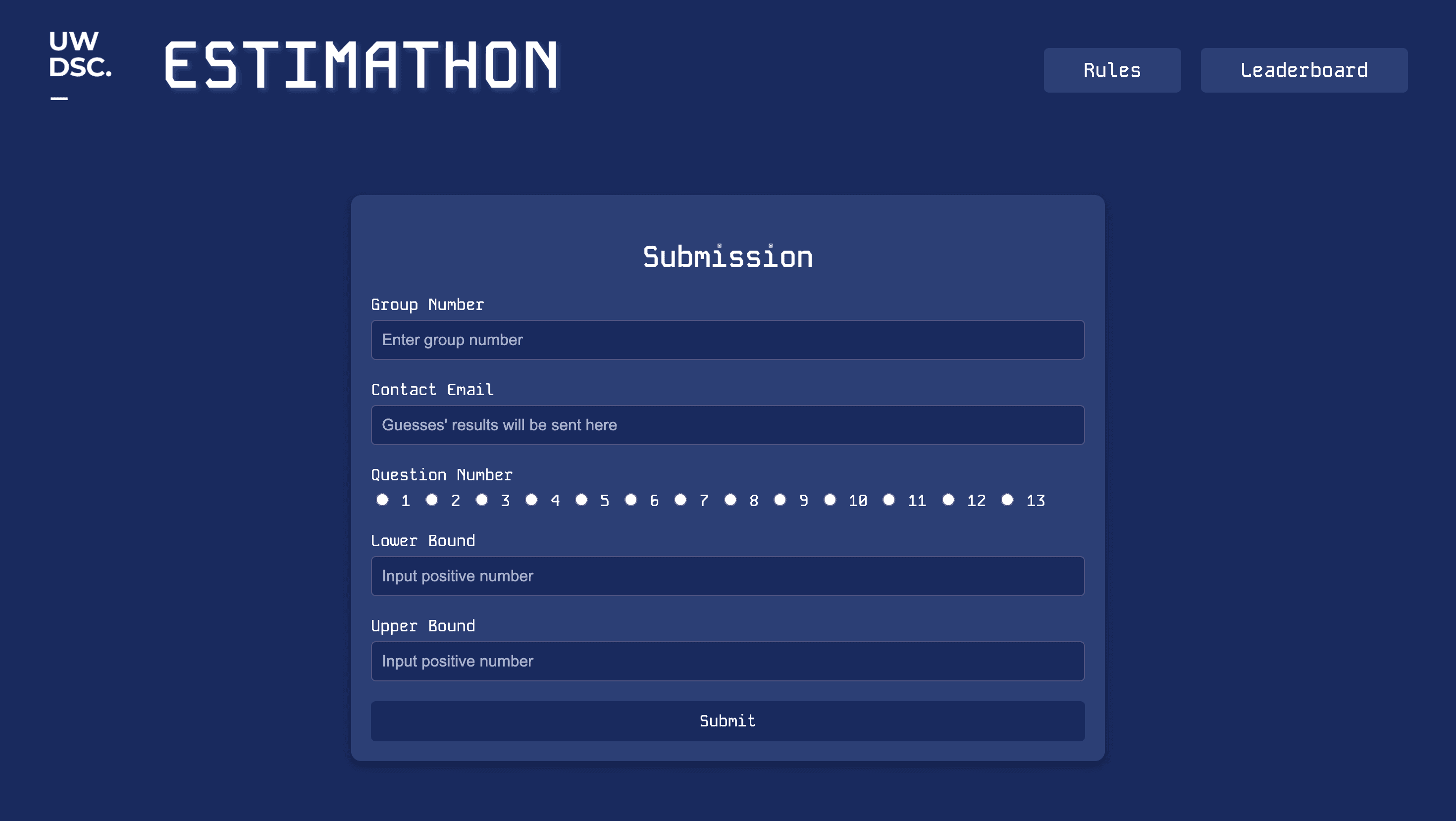 UW DSC Estimathon submission form