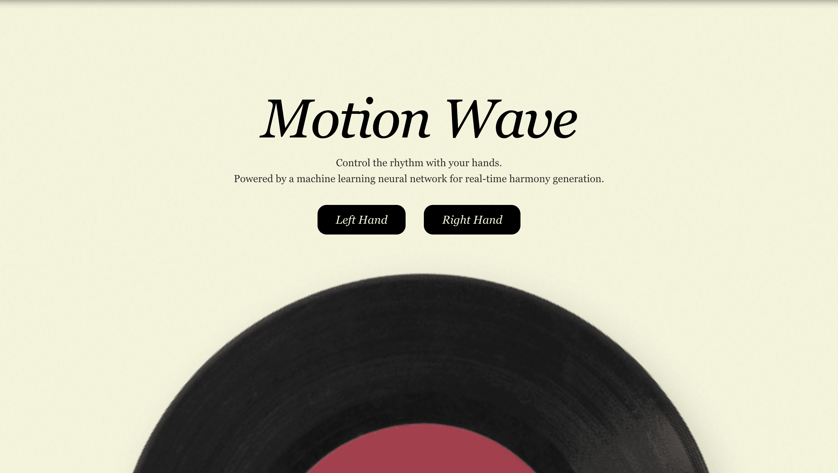 Motion Wave interface with a vinyl record and hand controls